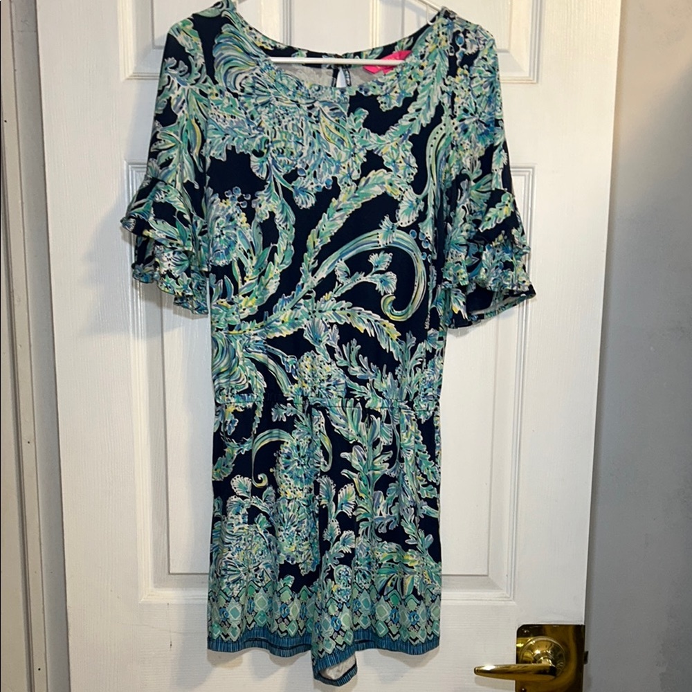 🌻 Lilly Pulitzer High Tide Romper with Flutter Sleeves 🛍️ Size Small 🌸 Pre-loved